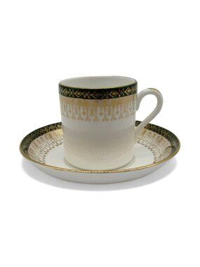 Royal Grafton Majestic Cup And Saucer Set Gold Green White England